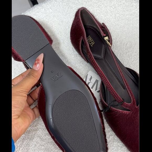 ZARA Double Strap Leather Ballet Flats NWT - Picture 10 of 16